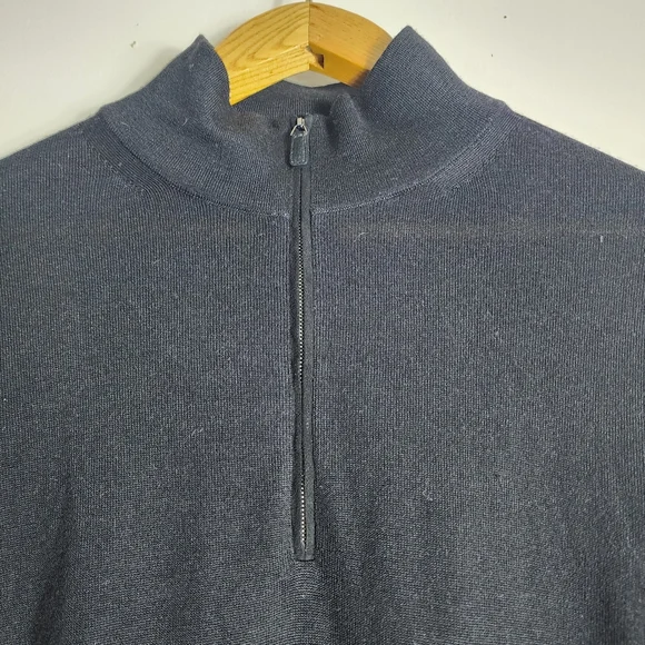 ermenegildo zegna Men’s Cashmere Silk Wool Sweater Black 1/4 Zip Long Sleeve XL